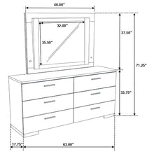 Felicity - 6-Drawer Dresser With LED Mirror - White High Gloss