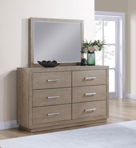 Kenora - 6-Drawer Dresser And Mirror - Barley Brown