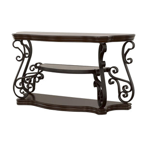 Laney - Scrollwork Entryway Sofa Console Table - Deep Merlot