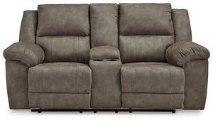 Laresview - Fossil - Dbl Reclining Loveseat with Console