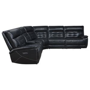 Hewitt - Leather Upholstered Power Reclining Sectional - Black