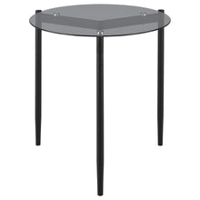 Rosalie - Round Smoked Glass Top End Table - Sandy Black