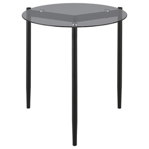 Rosalie - Round Smoked Glass Top End Table - Sandy Black