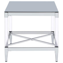 Lindley - Square Tempered Mirror Acrylic Side End Table - Chrome