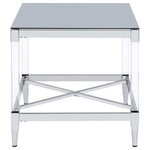 Lindley - Square Tempered Mirror Acrylic Side End Table - Chrome