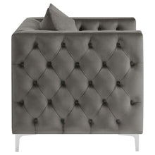 Phoebe - Upholstered Tuxedo Arm Tufted Chair - Urban Bronze