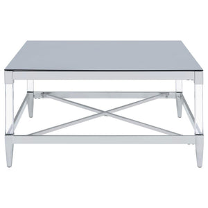 Lindley - Square Tempered Mirror Acrylic Coffee Table - Chrome