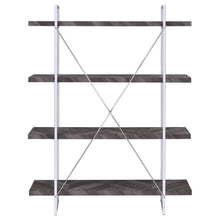 Grimma - 4-Shelf Bookshelf - Rustic Gray And Chrome