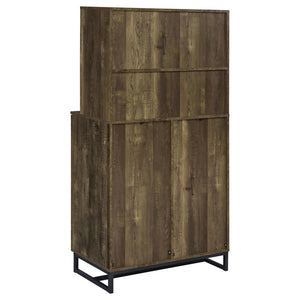 Mendoza - 2-Door Wine Cabinet - Rustic Oak Herringbone And Gunmetal