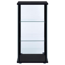 Cyclamen - 3-Shelf Clear Glass Curio Display Cabinet - Black