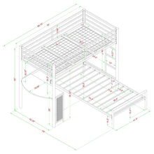 Fisher - Twin Over Twin Workstation Loft Bed Set - Gunmetal