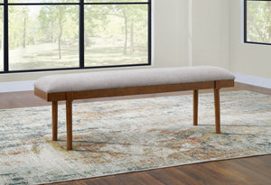 Lyncott - Gray / Brown - Large Upholstered Dining Room Bench