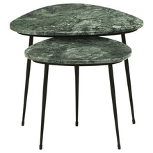 Tobias - 2 Piece Triangular Marble Top Nesting Table Green - Green Marble