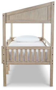 Wrenalyn - White / Brown / Beige - Twin Loft Bed with Roof Panels