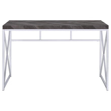 Grimma - Writing Office Desk - Rustic Gray And Chrome