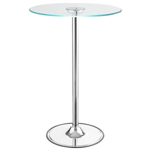 Thea - Round Glass Top LED Bistro Bar Table - Chrome