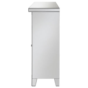 Melinda - 2-Door LED Mirrored Wine Storage Bar Cabinet - Silver