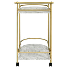 Desiree - 2-Tier Faux Marble Shelf Metal Bar Cart