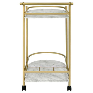 Desiree - 2-Tier Faux Marble Shelf Metal Bar Cart