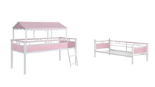 Alexia - Twin Over Twin Workstation Bunk Bed - Pink And White