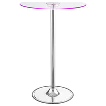 Thea - Round Glass Top LED Bistro Bar Table - Chrome