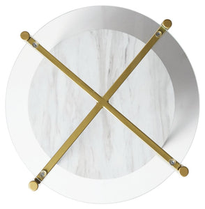 Wynora - White / Gold - Round End Table