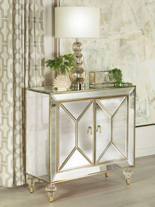 Lupin - 2-Door Mirrored Storage Accent Cabinet - Champagne