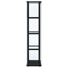 Cyclamen - 4-Shelf Clear Glass Curio Display Cabinet - Black