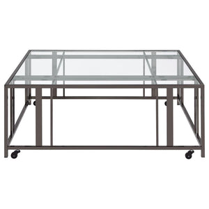 Adri - Square Glass Top Coffee Table With Casters