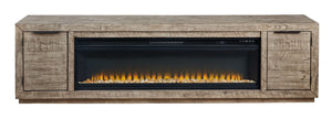 Krystanza - Weathered Gray - TV Stand with Wide Fireplace Insert