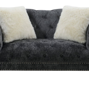 Hutton Ii - Tufted Loveseat - Charcoal Gray