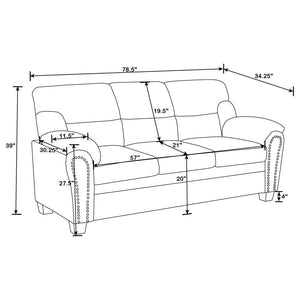 Clementine - Upholstered Padded Arm Sofa Set