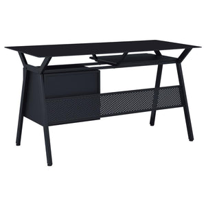 Weaving - 2-Drawer Computer Desk Keyboard Tray - Black