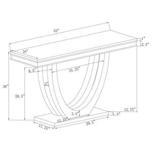 Kerwin - U-Base Stone Top Entryway Sofa Console Table - Chrome