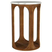 Berkeley - Round Marble Top Side Table - White And Brown