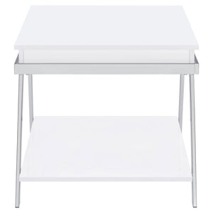 Marcia - Rectangular Side End Table - White High Gloss