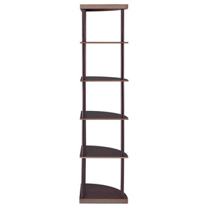 Bonwick - 5-Shelf Corner Bookshelf - Cappuccino