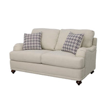 Glenn - Upholstered English Arm Loveseat - Light Gray And Blue