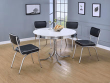 Retro - Round Wood Top Dining Table - White And Chrome