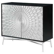 Josie - 2 Door Wood Sunburst Accent Cabinet - Black And Silver