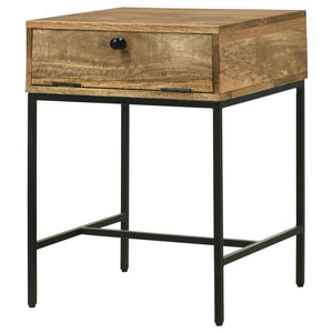 Stephie - Rectangular Side End Table With Storage - Honey Brown