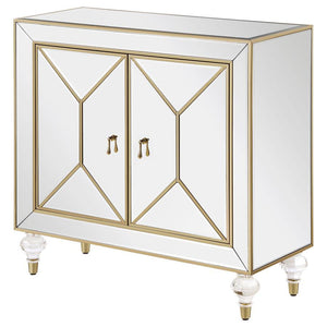 Lupin - 2-Door Mirrored Storage Accent Cabinet - Champagne