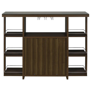 Evelio - 6-Shelf Glass Top Home Bar Wine Cabinet - Walnut