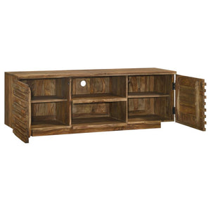 Julia - 2 Door Solid Sheesham Wood TV Stand - Natural