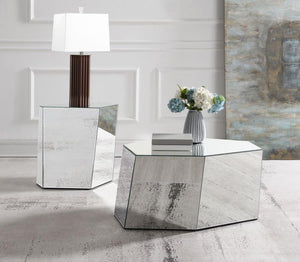 Capella - Mirrored Abstract Geometric Coffee Table - Silver