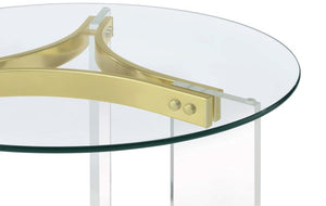 Janessa - Round Glass Top Acrylic Leg End Table Matte - Brass