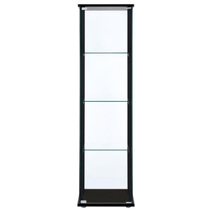 Cyclamen - 4-Shelf Clear Glass Curio Display Cabinet - Black