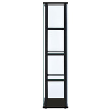 Cyclamen - 4-Shelf Clear Glass Curio Display Cabinet - Black