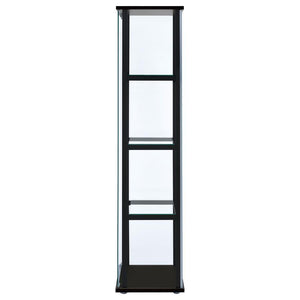 Cyclamen - 4-Shelf Clear Glass Curio Display Cabinet - Black