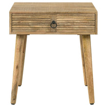 Zabel - 1-Drawer Square Mango Wood Side End Table - Natural